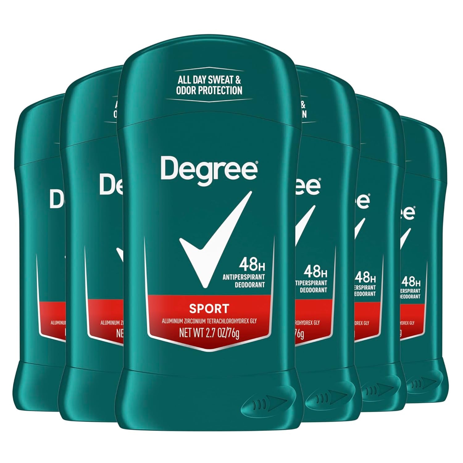 Degree Men Original Protection Antiperspirant Deodorant Sport Pack of 6 48-Hour Sweat and Odor Protection Antiperspirant for Men 2.7 Oz